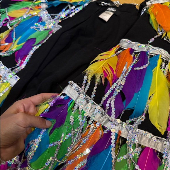 Topshop Multicolor Feather Sequin Cape - Picture 9 of 11